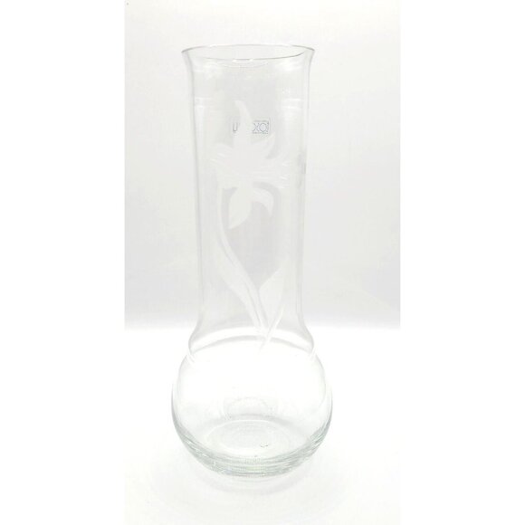 Vintage Toscany Etched Frosted Lily Glass Vase Hand Made In Romania 8" Floral - Picture 1 of 9
